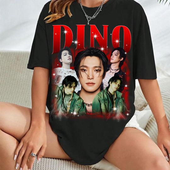 Discover Retro Dino Seventeen T-shirt, Seventeen Thunder Happy Burstday Shirt