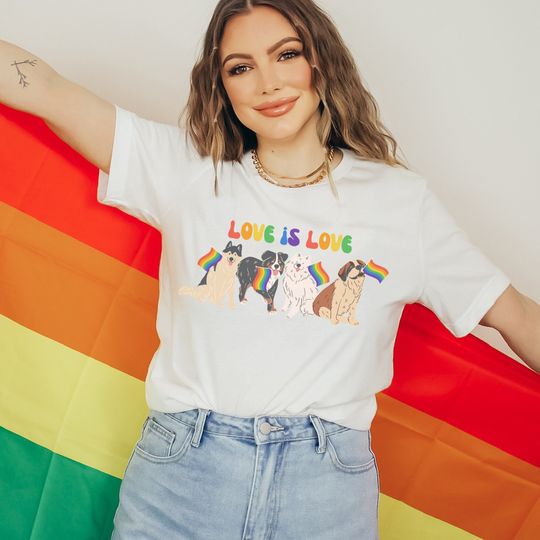 Discover Love is Love Gay Pride Shirt, Dog Pride Shirt, LGBTQ+ Pride Dog Rainbow Shirt