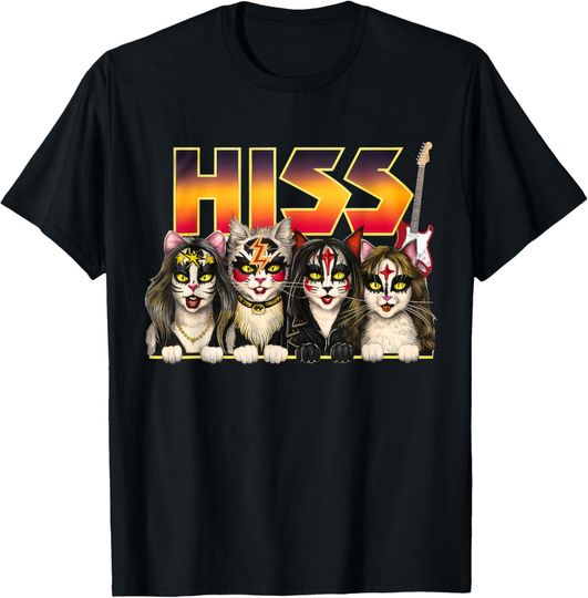 Discover Cute Hiss Cats Rock Kittens Kitty Rocking Music Cat Lovers T-Shirt