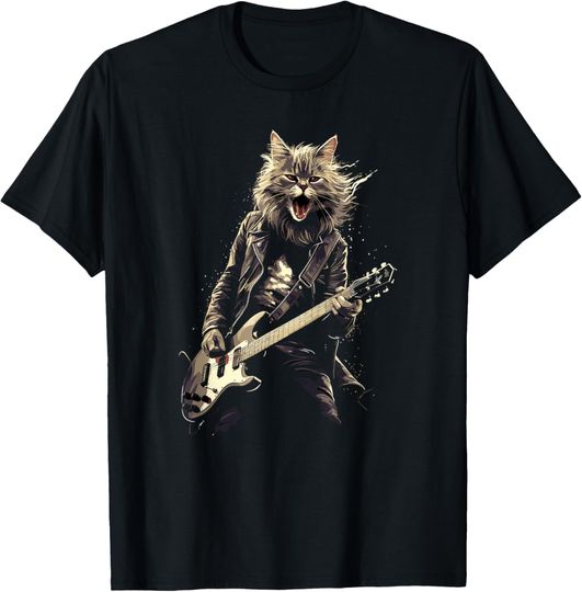 Discover Rock & Roll Music Concert Festival Cat Rock Guitar T-Shirt