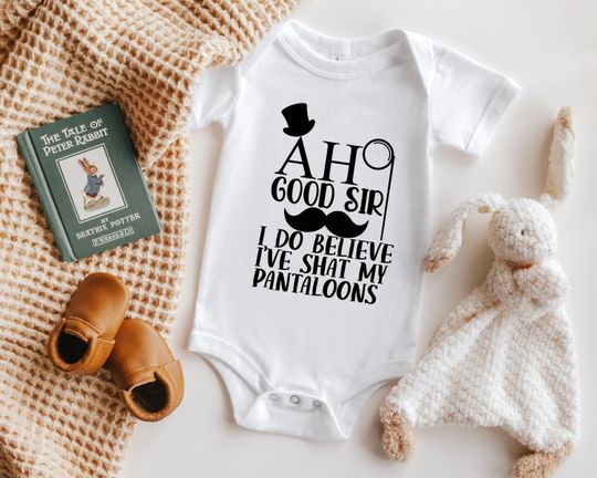 Discover Ah Good Sir I've Shat My Pantaloons Onesie, Funny Baby Boy Clothes, Baby Shower Gift