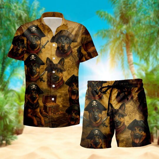 Discover Pirate German Shepherd Hawaiian Shirt and Shorts