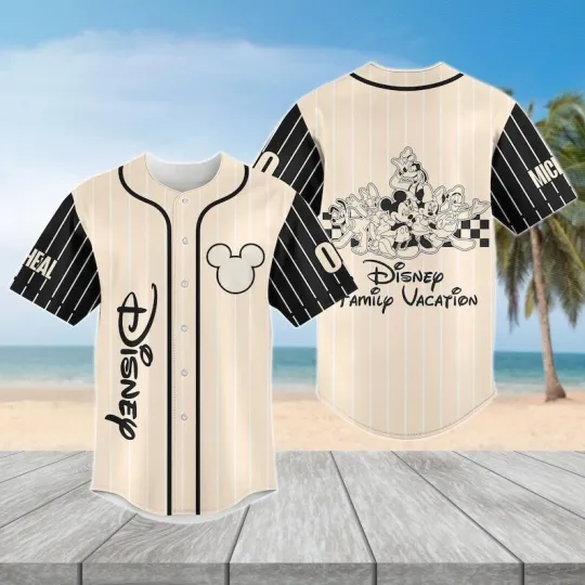 Discover Personalized Retro Mickeyy mouse & Friends Family Vacation Baseball Jersey Shirt
