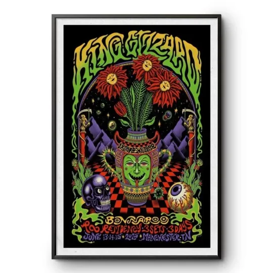 Discover King Gizzard June 13-15 2025 Bonnaroo TN Manchester Concert Tour Poster