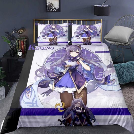 Discover Genshin Impact Bedding Set Cartoon Anime Bedding Set