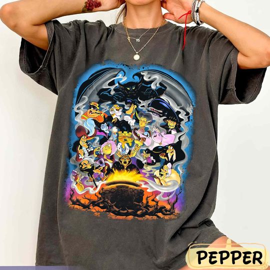 Discover Vintage Disneyyy Villains Group Characters T-shirt