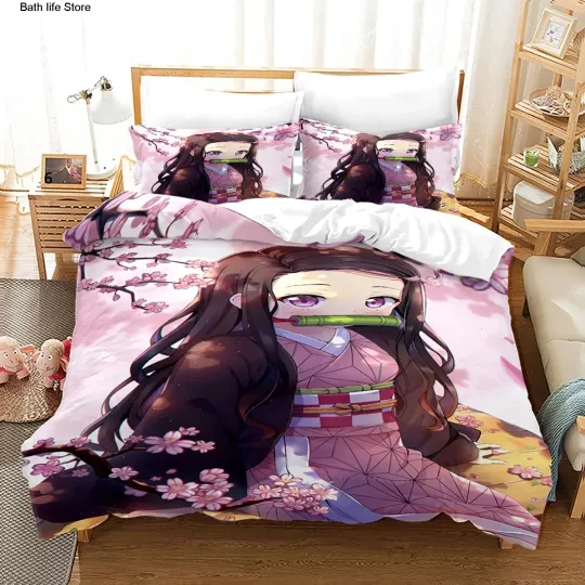 Discover Kamado neko Bedding Sets Anime demon Bedspread Bedding Set