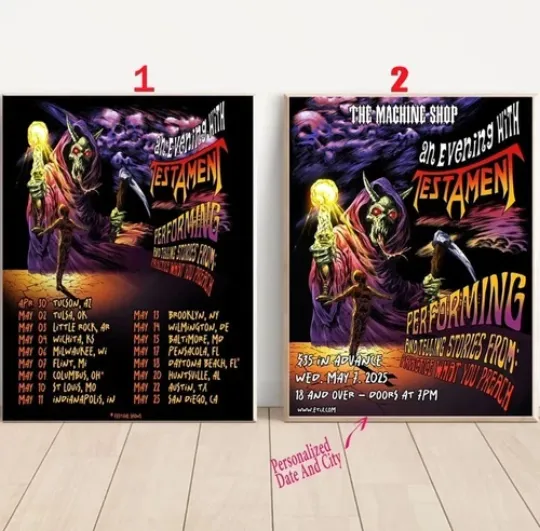 Discover Custom TESTAMENT Practice What You Preach Album During 2025 Tour Poster