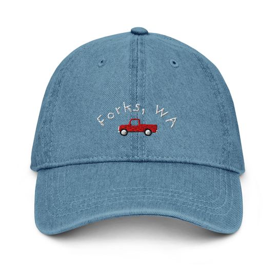 Discover Embroidered Forks WA Denim Hat