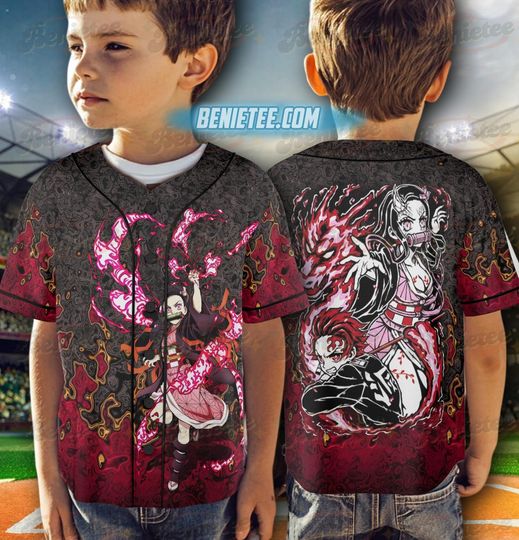 Discover Demon Slay neko Baseball Jersey, Anime Demon
