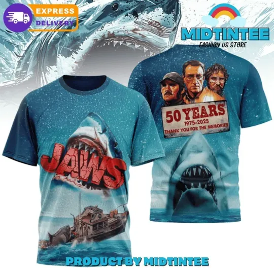 Discover Jaws 50th Anniversary Thank You 2025 Shirt