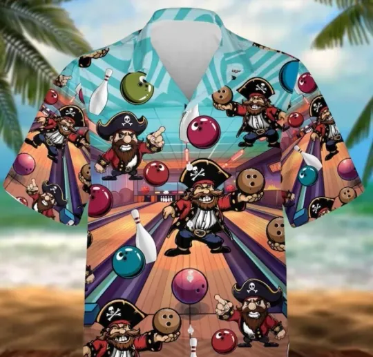 Discover Limited Bowling Pirate Hawaii Shirt, Bowler Button Down Shirt, Matching Bowling