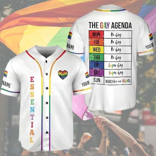 Discover Custom LGBTQ Baseball Jersey with Name, Personalized Rainbow Pride Baseball Jersey