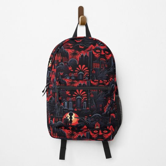 Discover Haunted Castle Shadows: Spooky Hawaiian Backpack