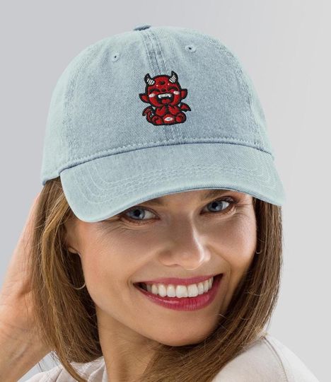 Discover Monster Denim Hat |  Perfect Everyday Accessory |  Embroidered Hat