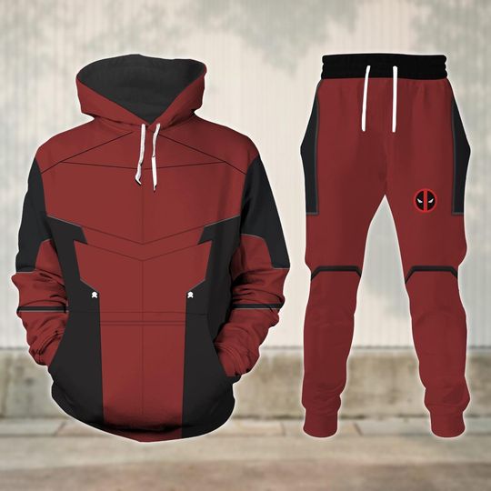 Discover Deadpooll Cosplay Hoodie, Costume for Men, Halloween Superhero Hoodie Jogger