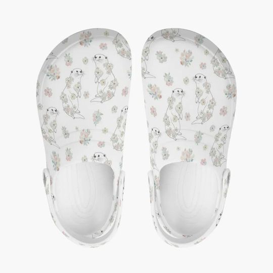 Discover Cute otter clogs for girls with floral pattern Gift idea for animal lovers