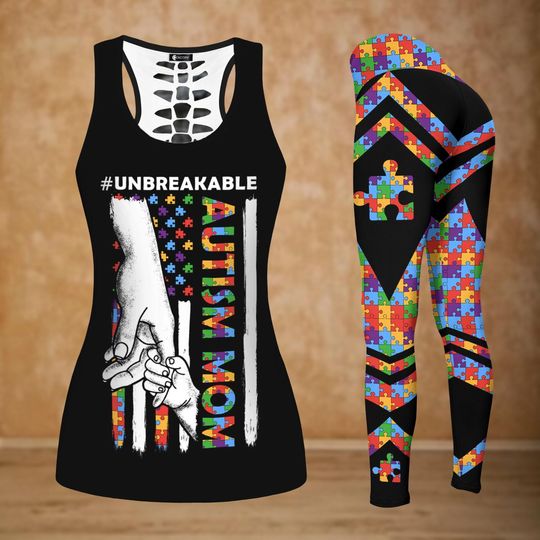 Discover Autism Mom Tank Top, Puzzle Women Legging, Strong Mother Awareness