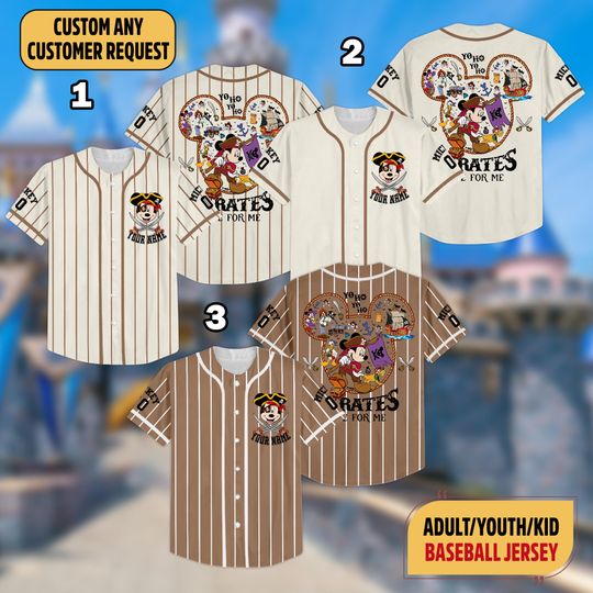 Discover Custom Mickeyy & Friends Disneyyy Pirates Baseball Jersey