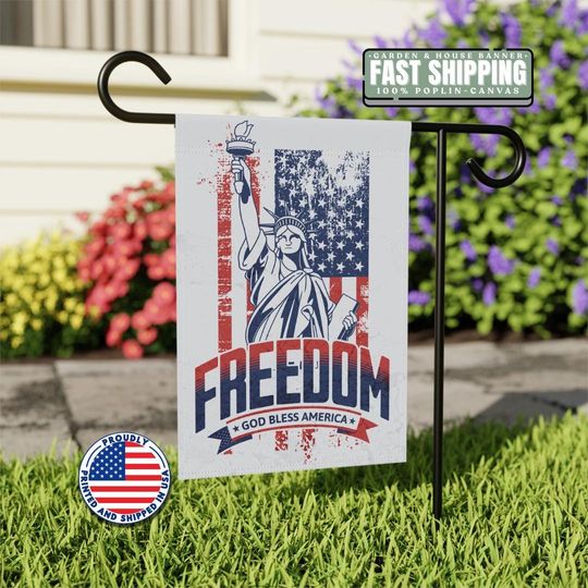 Discover Patriotic Garden Banner 4th of July Decor Outdoor American Flag Decoration Home Independence Day Sign Freedom House Flag Veterans Day