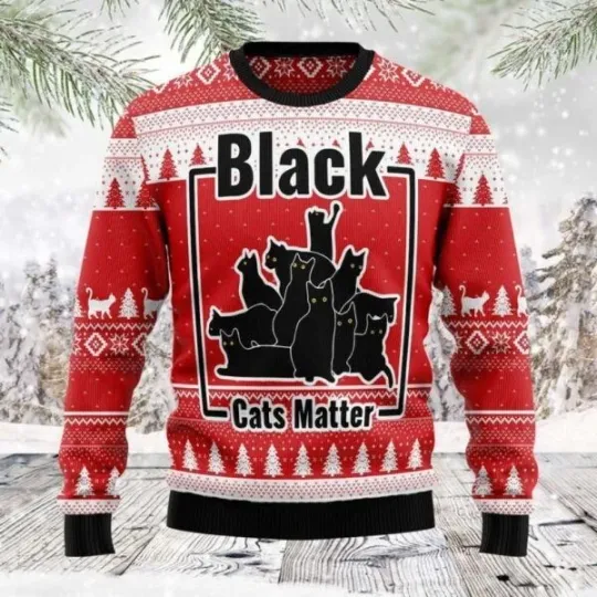 Discover Black Cat Matter Ugly Christmas Sweater , Black Cat Ugly Xmas Sweater Gift