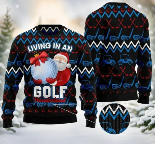 Discover Santa Clause Golf Wonderland Funny Ugly Sweater