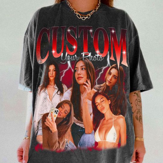 Discover CustomPhoto Shirt With Girlfriend Face, Personalized Your Own Picture Wife Husband Tee