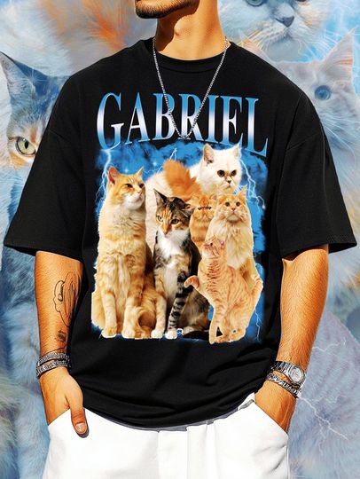 Discover Custom Cat Graphic Name Unisex T-shirt,Personalised Vintage Bootleg Rap Pet