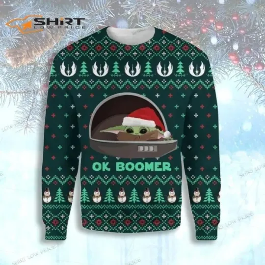 Discover BG Starr Warss Babyy Yodaa Ok Boomer Starr Warss Gift Fan Ugly Christmas Sweater