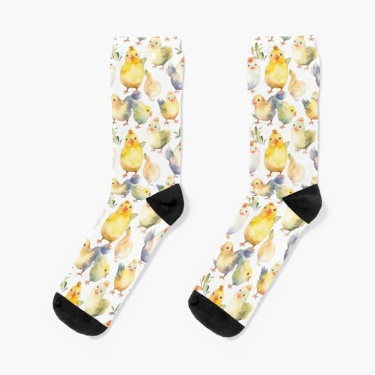 Discover Chicken and Chick Cute Funny Farm Repeating Pattern Spring Socks