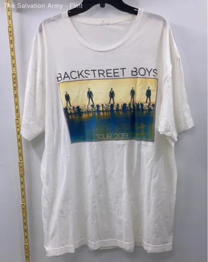 Discover Mens White Backstreet Boys Tour 2013 Graphic Pullover T-Shirt