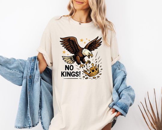 Discover No Kings in America Eagle Shirt, No Kings Shirt, Political Meme T-Shirt, Patriotic Shirt, Lady Liberty Shirt, Anti Trump