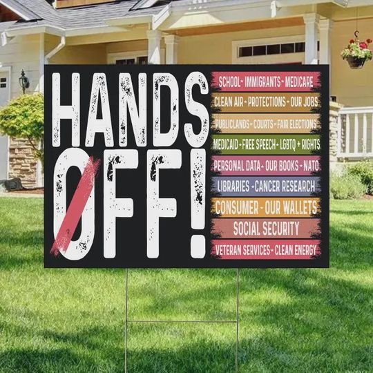 Discover Hands Off Yard Sign, Anti Trump Anti Maga FDT DOGE Democrat Yard Banner, Anti Oligarchy Resist 8647 Yard Protest Political Outdoor Sign