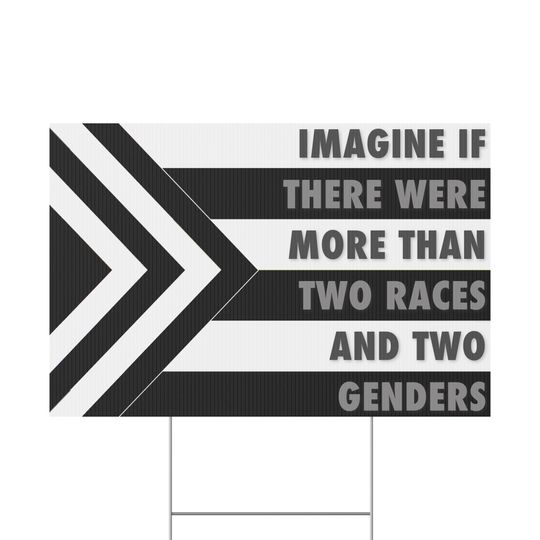 Discover Imagine Beyond the Binary / Rhetorical woke yard sign and political