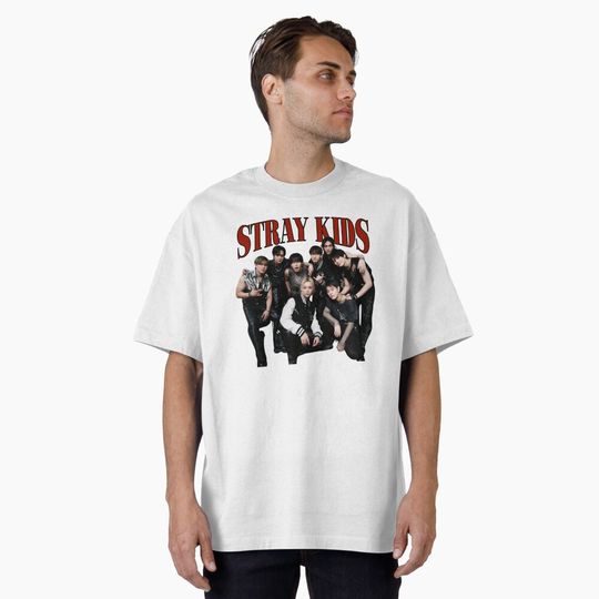 Discover Stray Kids Vintage Black Oversized T-Shirt