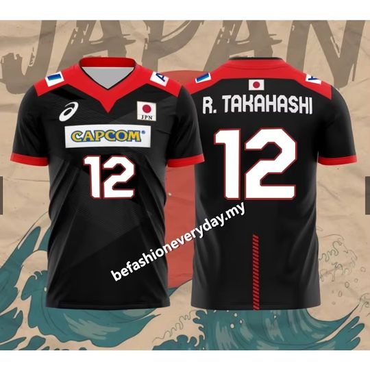 Discover Japan Capcom Men's Volleyball Team ISHIKAWA R. TAKAHASHI NISHIDA 3D Printed T-Shirt