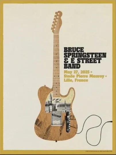 Discover Bruce Springsteen and E Street Band World Tour Lille 27th May 2025 Poster