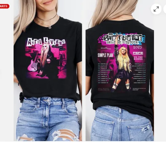 Discover Avril Lavigne Fan Avril Lavigne Greatest Hits Tour 2025 Concert T-Shirt.