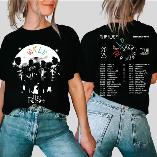 Discover The Rose Once Upon AWRLD World Tour 2025 T-shirt  The Rose WRLD Tracklist Shirt
