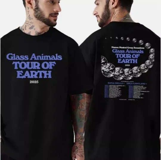 Discover Glass Animals Band Tour Of Earth 2025 Dates List Two Sides Print T-Shirt