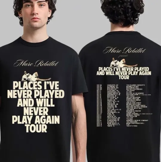 Discover Marc Rebillet 2025 Never Played Again Tour Dates Two Sided T-Shirt