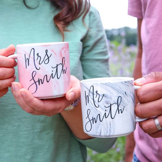 Discover Mr and Mrs Mugs - Wedding Mugs Gift - Couples Matching Mugs