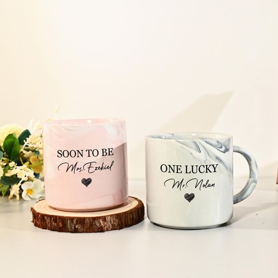 Discover Personalized His & Her Printed Mug,Soon to be Marble Mug