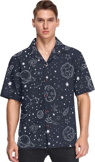 Discover Visesunny Men's Hawaiian Print Button Down Short Sleeve Shirt