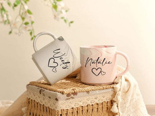Discover Personalized Mug, Custom Name Marble Mugs, Coffee Mug, Wedding Gift Ideas