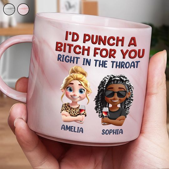 Discover Right In The Throat Bestie - Personalized Marble Mug