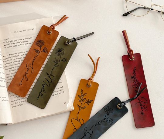 Discover Personalized Leather Bookmark/ Booksworm Bookmark/ Personalised Leather