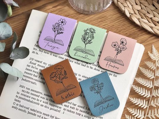 Discover Personalized Leather Flower Bookmark, Custom Book Name Clip