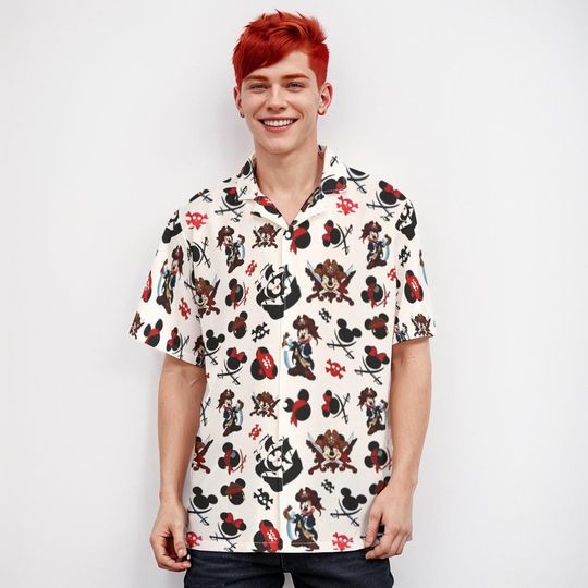 Discover Disneyyy Pirate Night Hawaiian Shirt , Mickeyy Pirate Cotton Hawaiian Shirt