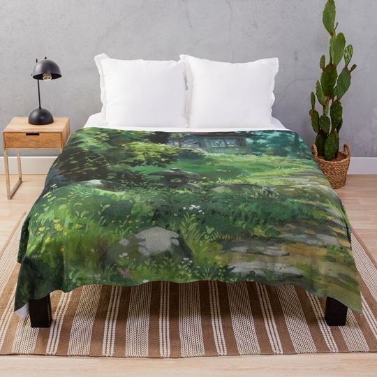 Discover Anime Magical Forest Scenery Throw Blanket